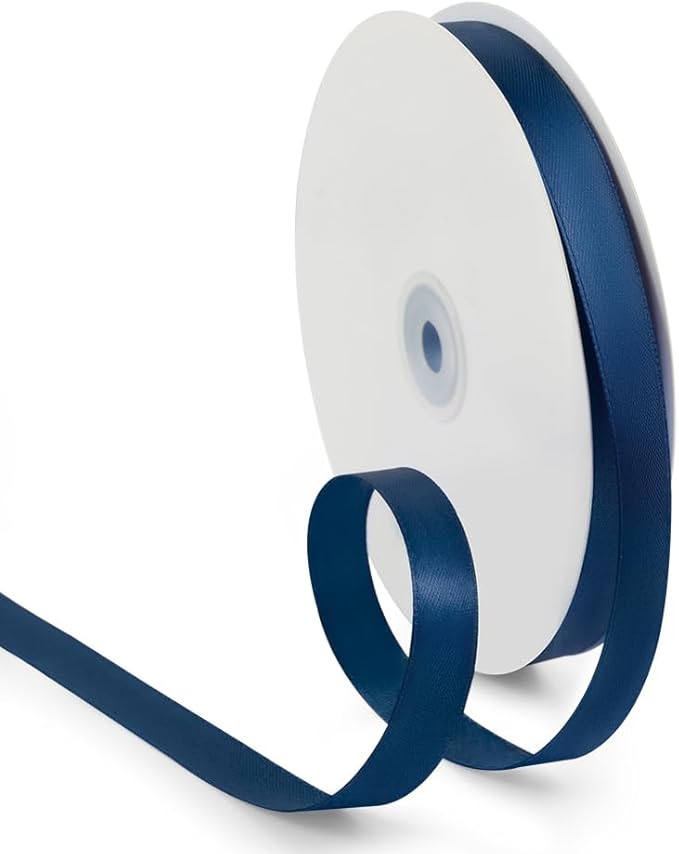5/8 Inch 100 Yards Satin Ribbon Dark Blue, Solid Color Fabric Ribbon by HimBen