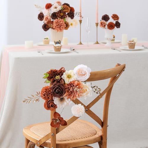 Floweroyal Artificial Flowers Fake Rose Flowers Dahlia with Stems for DIY Wedding Bridal Bouquets, Baby Shower, Floral Arrangement, Table Centerpieces, Home Decorations