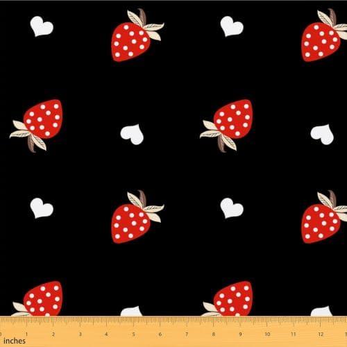 Erosebridal Kawaii Strawberry Fabric By the Yard, 2 Yards