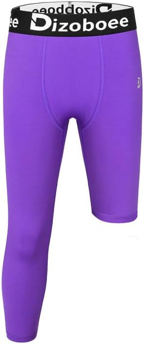Youth Boys Compression Pants One Leg 3/4 Athletic Leggings for Sports Kids Basketball Tights Football Baseball Pants