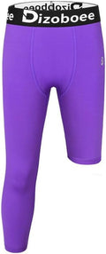 Youth Boys Compression Pants One Leg 3/4 Athletic Leggings for Sports Kids Basketball Tights Football Baseball Pants