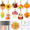 Dunzoom 30 Pcs Fall Suncatcher Craft Kit, DIY Window Art Painting Set
