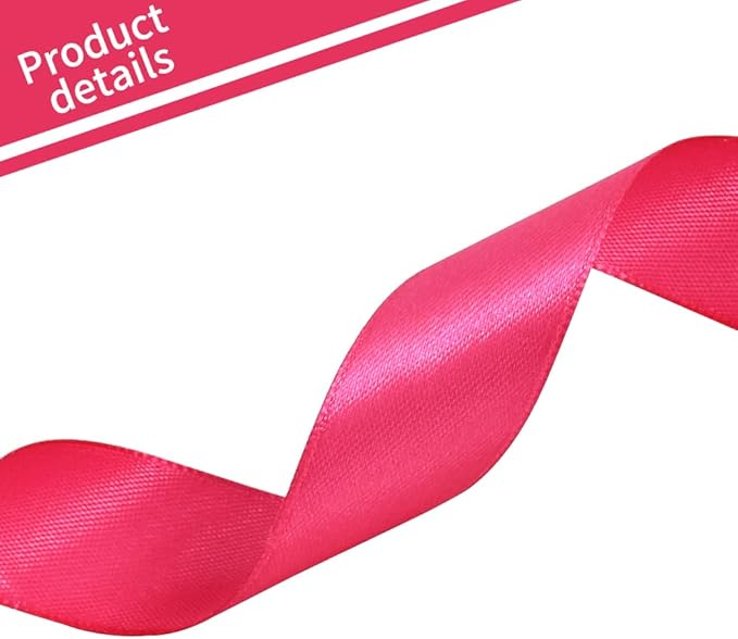 TONIFUL 1 Inch x 100yds Shocking Pink Satin Ribbon, Thin Solid Color Satin - Image 3