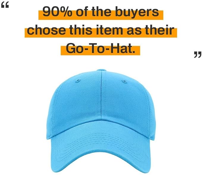 KBETHOS Classic Unisex Cotton Adjustable Low Crown Baseball Cap – Plain Dad Hat