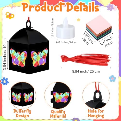 Simgoing 12 Set Lantern Craft Butterfly Cross Tissue Paper Religious Craft