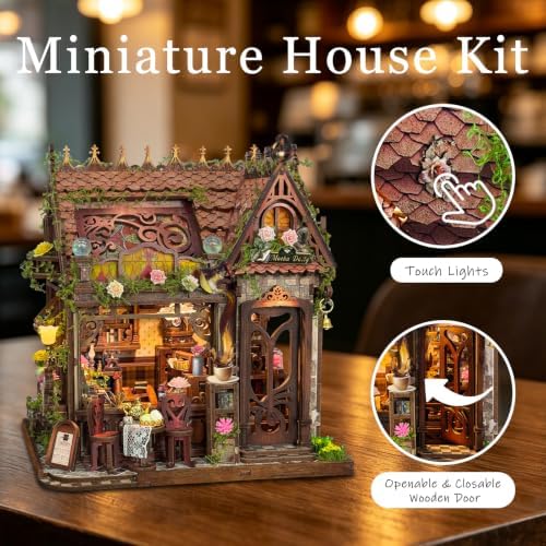Miniature House Kit Vintage 3D Wooden Puzzles Bookshelf Decor