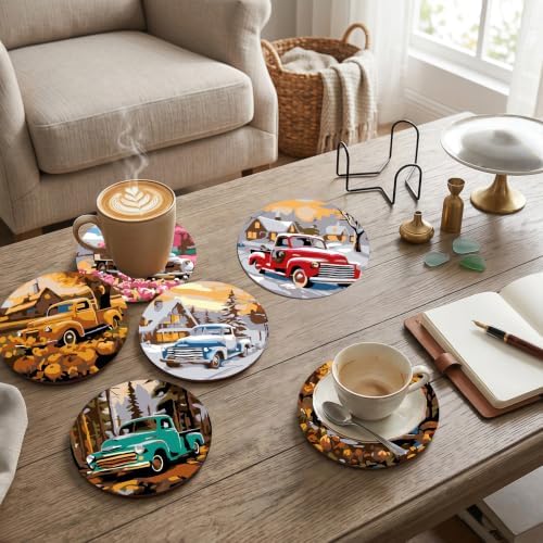 8 Pack All Season Paint by Numbers Kits Coasters with Holder Cork Pads
