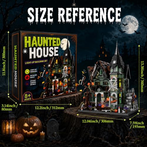 Horror Haunted House Building Blocks Set with LED Light for Adults