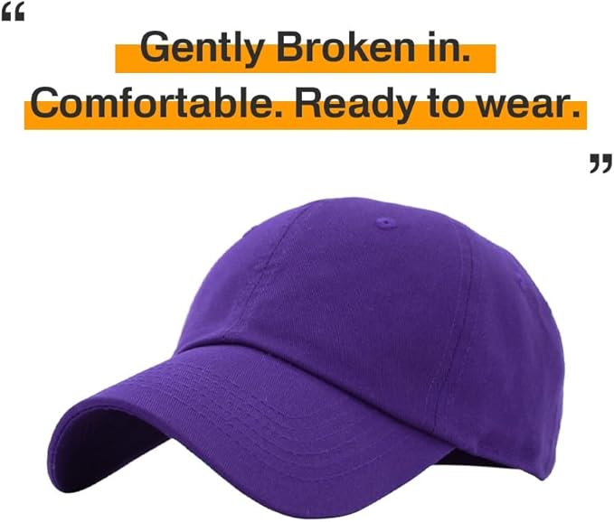 KBETHOS Classic Unisex Cotton Adjustable Low Crown Baseball Cap – Plain Dad Hat