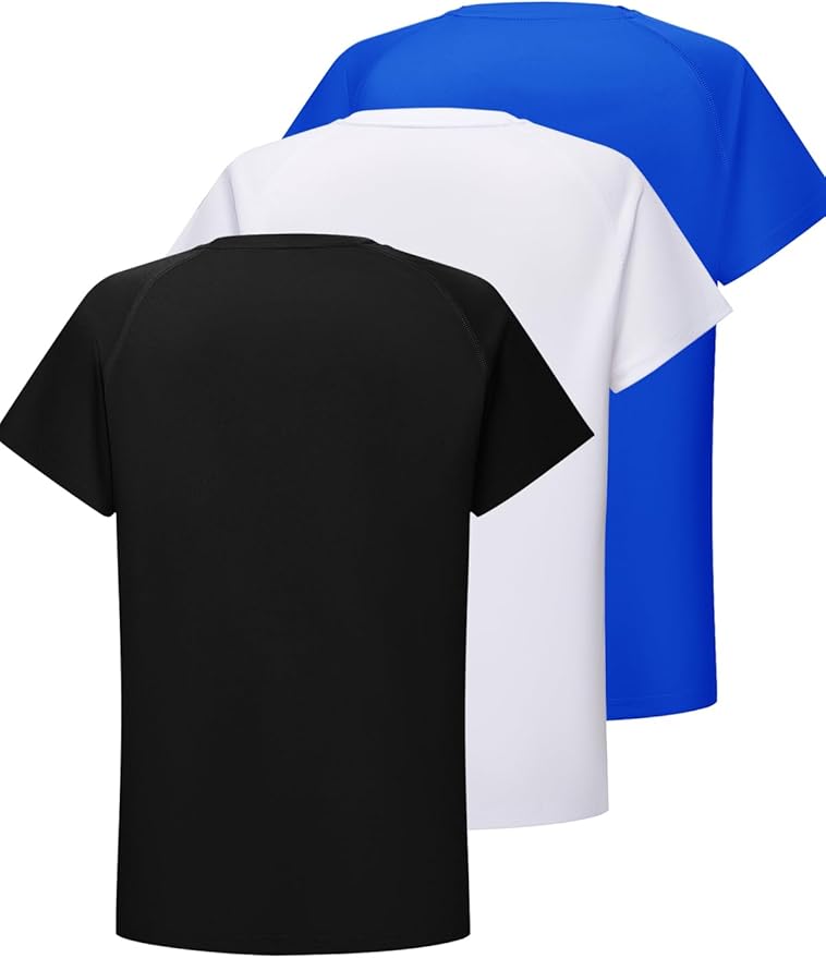 DEVOROPA Youth Boys Compression Shirt Long/Short Sleeve Football Baseball Undershirt Quick Dry Kids Sports Baselayer Crewneck