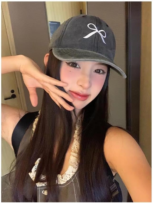 Sumleno Womens Trendy Cute Bow Baseball Cap Y2k Aesthetic Preppy Sun Cap Hiking Travel Trucker Hat Accessories