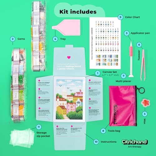 Citrichand Small Diamond Art Kits, City Landmarks 12 Pack for Adults