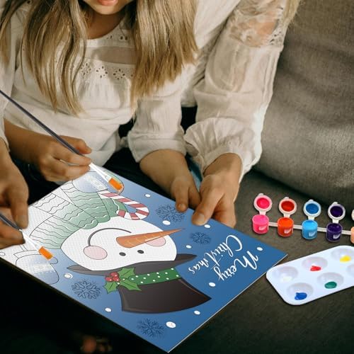 Dinifee 6 Pack Pre Drawn Canvas for Painting Pre Printed Canvas Kit 8 x 10 Inch Stretched Cotton Paint and Sip Set for Adults Couple Party Graduation Summer Date Night(Christmas Eve)