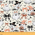 Halloween Ghost Decorations Bow Upholstery Fabric for Chairs | Halloween Bats Fabric by The Yard 181"x63", Gothic Pumpkin Lantern Moon Spooky Spider Web Sugar Skull Sewing Fabric DIY Projects,Beige