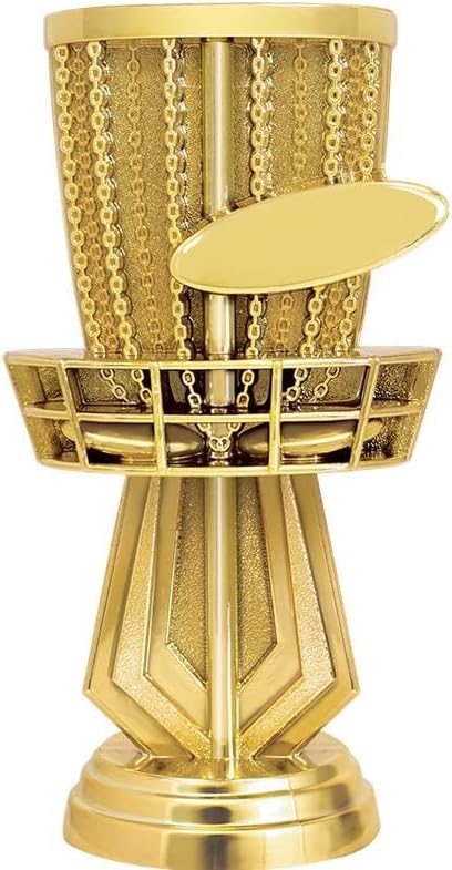 Crown Awards Disc Golf Trophy, 7" Gold Trophy with Frisbee & Basket - Add Your Own Engraving Prime