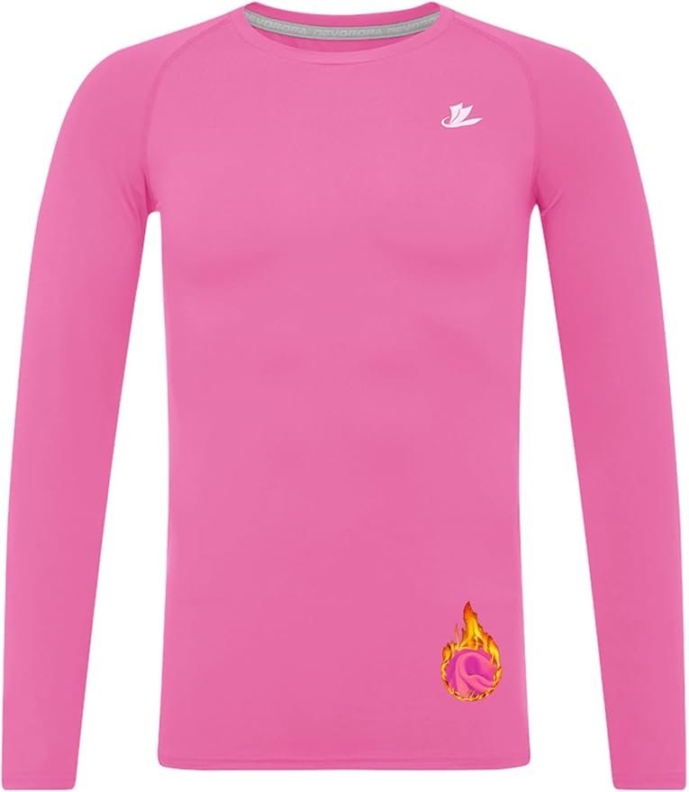 DEVOROPA Youth Boys Compression Thermal Shirt Long Sleeve Kids Fleece Baselayer Soccer Baseball Undershirt Slim/Regular/Husky