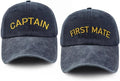 Captain & First Mate Hats for Men Women, 2 Piece Matching Mr and Mrs Boating Baseball Caps