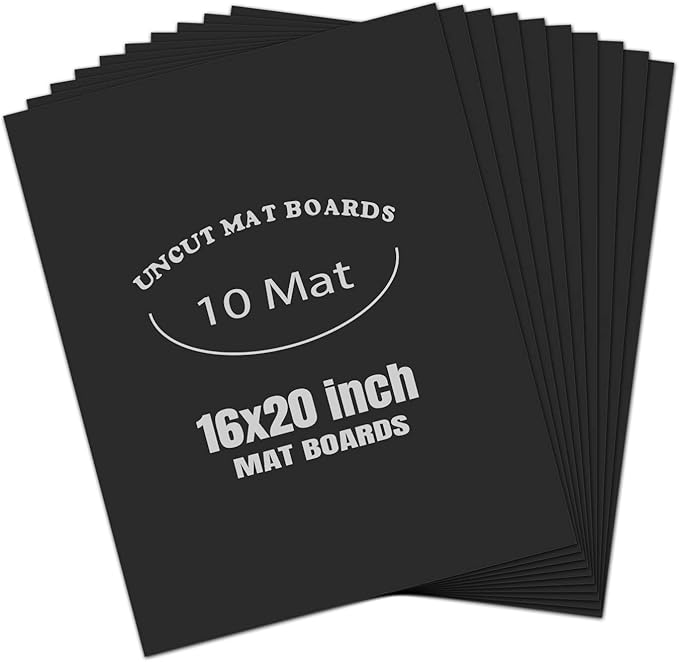 AUEAR, 10 Pack 16x20 Uncut Matte Boards Black Photo Mat Board Great by AUEAR