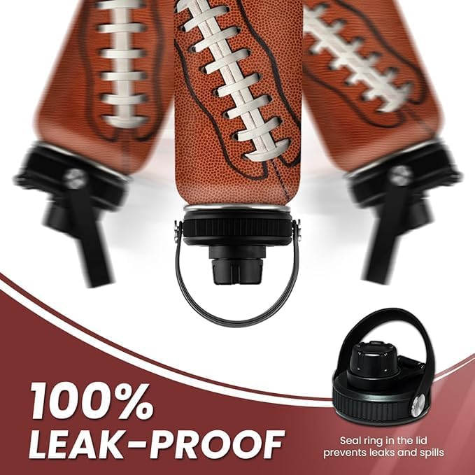 Football Water Bottle 32oz Insulated Stainless Steel Sports Bottle - Football Fans