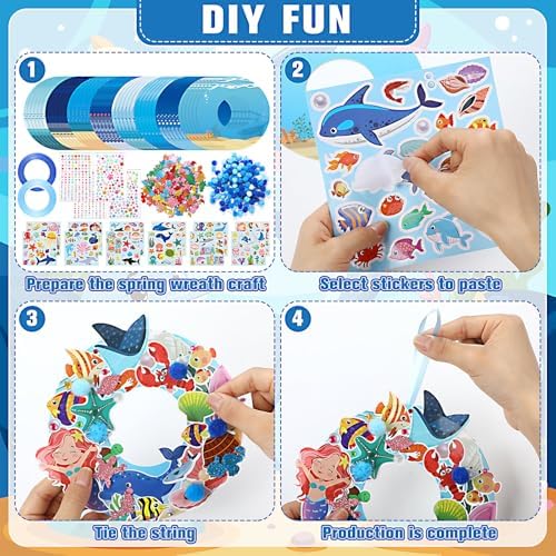 Hollowfly 48 Sets Under the Sea Craft Kits DIY Summer Ocean Wreaths