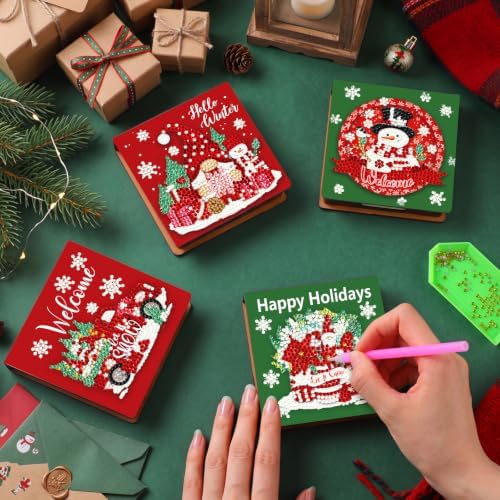 Saillong 4 Pcs Diamond Painting Note Box Kit Sticky Note Holders