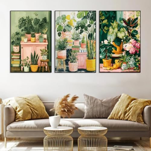 Axquilon 3 Packs Plants Framed Paint by Numbers Kit for Adults 8x10 in