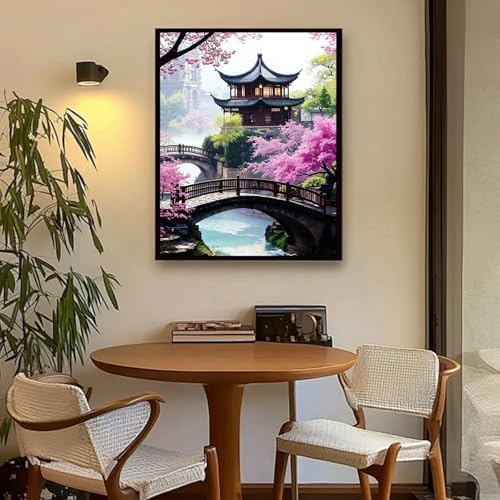 Cherry Blossom Paint by Numbers Kit for Adults with 32 Colors 16x20inch