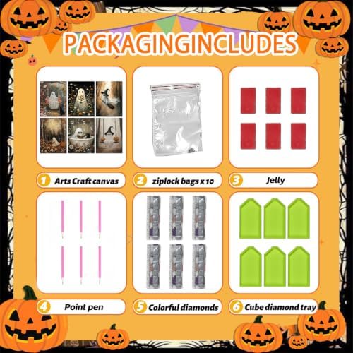 6 Pack Halloween Diamond Painting Kits for Adults, Diamond Art Kits Ghost