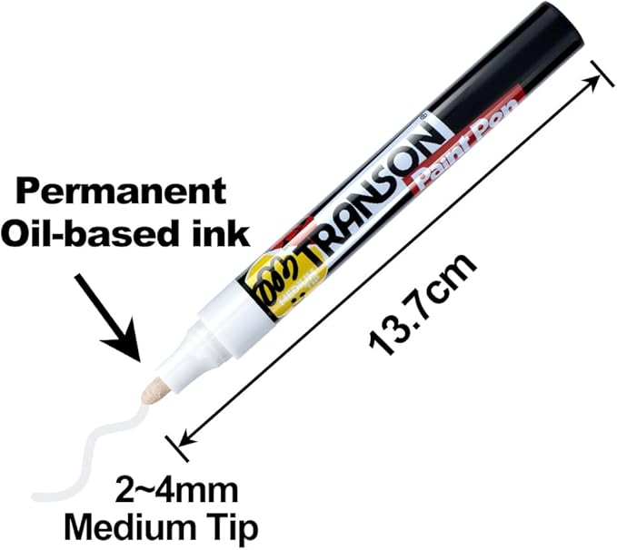 TRANSON 2 White Permanent Paint Markers - Image 2