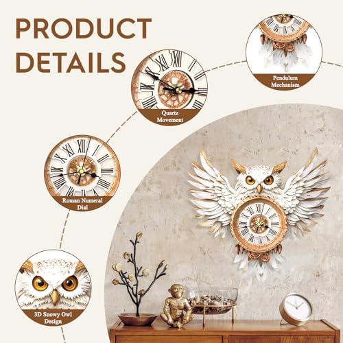 3D Puzzles for Adults Wooden Snowy Owl Clock Puzzle Adult Crafts