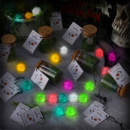 Skylety 30 Sets Halloween Ghost in a Jar, Glow in the Dark Figurines
