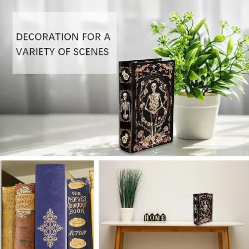 Halloween Book Box Faux Book Storage Boxes Vintage Skull Flower Pattern 9.1 x 5.9 x 2 Inch Storage Organizers for Jewelry Trinket Wedding Memories Hobby Keepsake Photos Home Office Decor