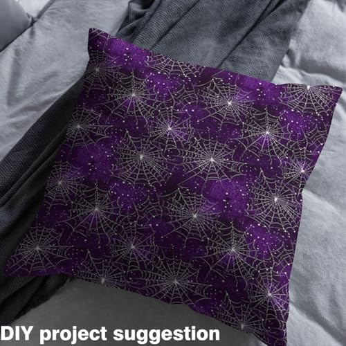 Spider Web Fabric by The Yard Halloween Gothic Style Soft Polyester Sewing Fabric Purple Galaxy Tie Dye No Stretch Durable Material for DIY Art Craft Making 3 Yard Bolt,108" L x 59" W