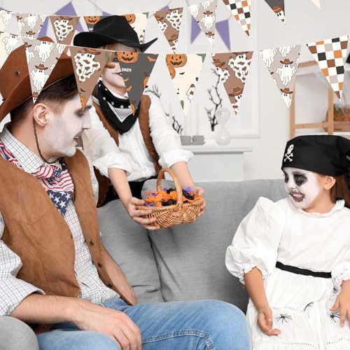 Hahafelt 10 Pcs Halloween Western Quilting Fabric Bundles 20 x 20 Inch