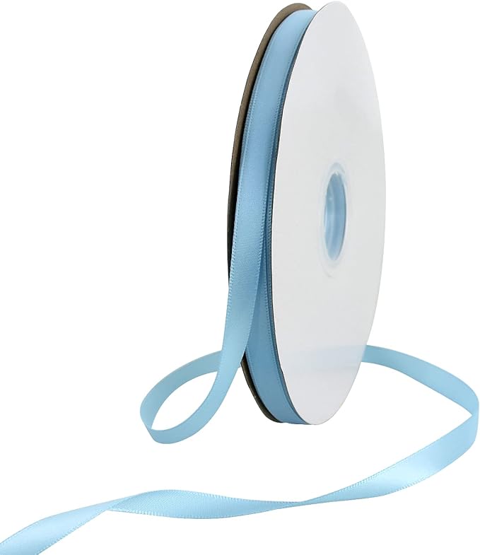 TONIFUL 3/8 Inch x 100yds Sky Blue Satin Ribbon Thin Solid Fabric Ribbons Roll by TONIFUL