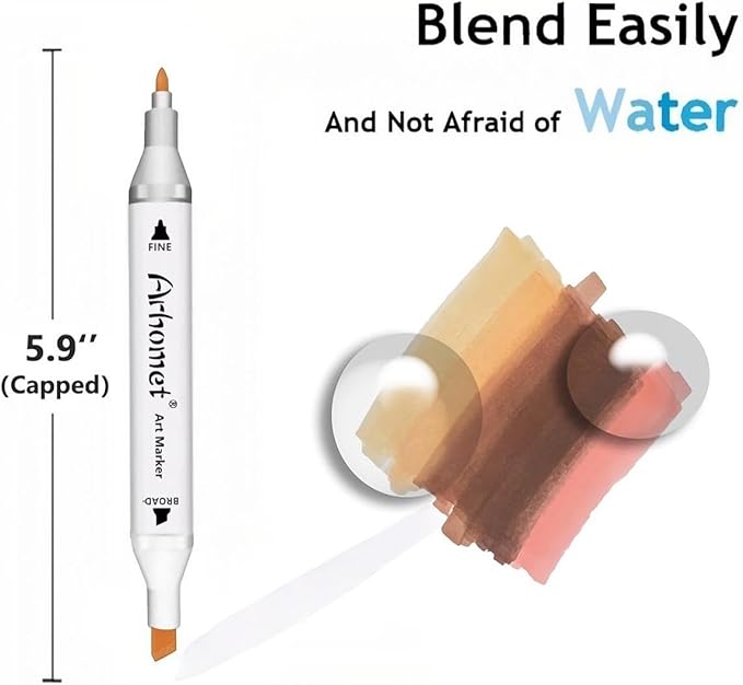 6 Colors Skin Tone Alcohol Markers Set, Earth Colors Dual Tips Art Markers - Image 3