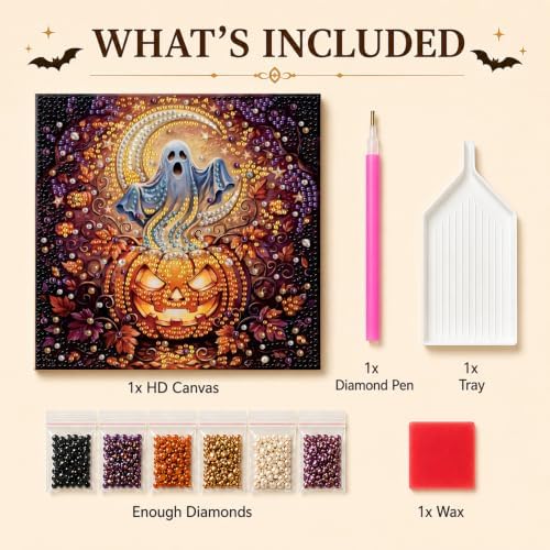 Reofrey DIY Halloween Pearl Art Kits for Adults, 5D Diamond Art Kits B03