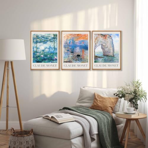 GOUOYANA 3 Pack Monet Paint By Numbers Kit for Adults-Frameless 12x16 Inch