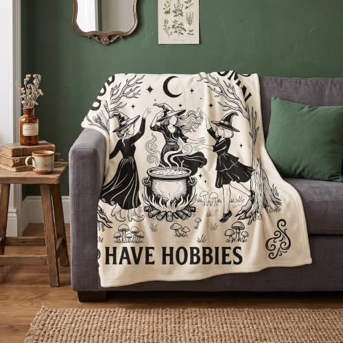Witchy Gifts for Women Halloween Throw Blanket with Gothic Tote Bag