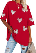 MOUSYA Baseball Shirts Women Oversized Baseball Mom Tshirt Baseball Heart Graphic Tee