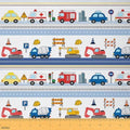 Castle Fairy Cartoon Vehicles Decorative Fabric by The Yard Ambulance Fire Engine DIY Projects Construction Vehicle Soft Polyester No Stretch,1 Yard,36" Lx59 W Blue Red Yellow