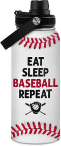 Baseball Water Bottle 32 Oz - Insulated Stainless Steel Sport Bottles with Lid - Baseball Men Players Fan Coach