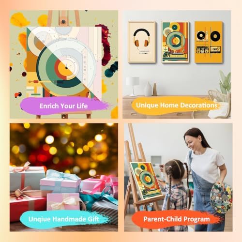 Mandun Music Paint by Numbers Kit for Adults, 3 Pack, 7.8x11.8 inch