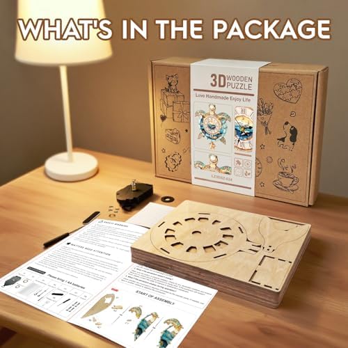3D Puzzles for Adults Wooden Sea Turtle Clock Puzzle Adult Crafts