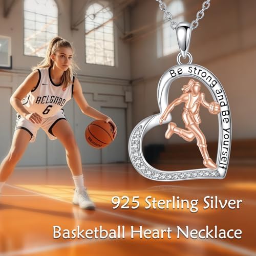 Hancock Sports Necklace Sterling Silver Sports Heart Pendant Hobby Jewelry Gift for Women