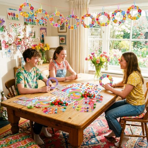 Hollowfly 48 Sets Flower Wreath Craft Kits DIY Wreath Seasonal Activities