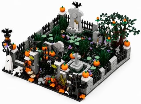 Halloween Graveyard Pumpkin Building Blocks Set, 140 PCS Garden Scene