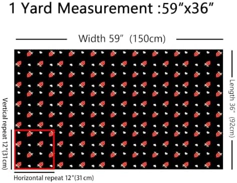 Erosebridal Kawaii Strawberry Fabric By the Yard, 10 Yards