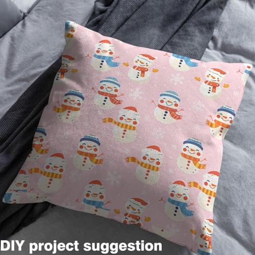 JEJELOIU Kawaii Xmas Snowman Fabric by The Yard Merry Christmas Upholstery Fabric Snowflake Waterproof Indoor Outdoor Decor for DIY Sewing Craft Projects 3 Yards