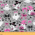 Bow Ghost Halloween Decor Upholstery Fabric Halloween Bats Outdoor Fabric by The Yard 36"x63", Gothic Moon Pumpkin Lantern Goth Witch Hat Skeleton Spider Web DIY Craft Hobby Polyester Fabric,Grey